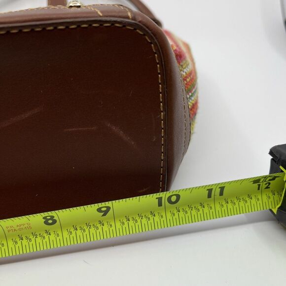 Etienne Aigner Woven Striped Purse Shoulder Bag Brown 10" X‎ 9"X 4" Bag Charm - Picture 15 of 16